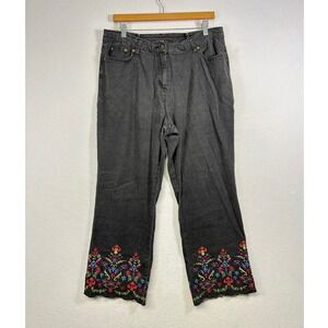 Two‎ Twenty Collection Blair Jeans Womens 20PT Black Embroidered Scalloped Hem